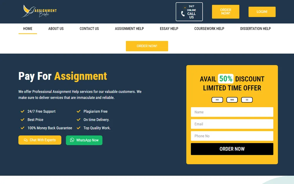Assignment Birdie services website